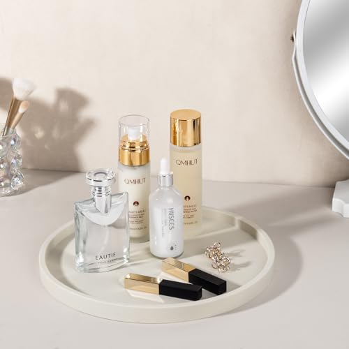 Silicone Bathroom Tray Coffee Table Decor Perfume Organizer, 12" Beige