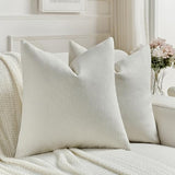 Pack of 2 Faux Linen Throw Pillow Covers 24x24 Inch,Cream