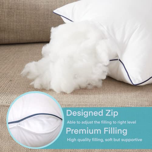 18x18 Inch Pillow Inserts Set of 2-100% Cotton Cover, Throw Pillow Inserts for Couch, Sofa, or Bed (2 Pack, 18x18 Inch)