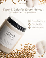 M&SENSE Large Vanilla Scented Candles for Home, 19.4oz Organic Soy Wax