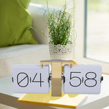Zunate Retro Flip Desk Shelf Clock, Flipping Out Wall and Tabletop Flip Clock, 24Hour Modern Retro Flip Down, Classic Mechanical Digital Display Battery Powered for (Gold Frame