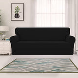 Easy-Going Stretch Jacquard Couch Cover, 1-Piece Soft Sofa Cover, Sofa Slipcover with Anti-Slip Foams, Washable Furniture Protector for Kids, Pets (Sofa, Black)