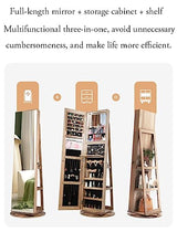 Floor-Standing Full-Length Mirror Style Simple Large-Capacity partition Jewelry Cosmetics Storage Multi-Functional Dressing Mirror (C b)