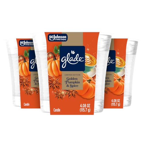 Glade Jar Candle, Golden Pumpkin & Spice, 4.08oz., 3 Count