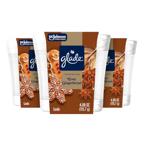 Glade Jar Candle, Cozy Gingerbread, 4.08oz., 3 Count