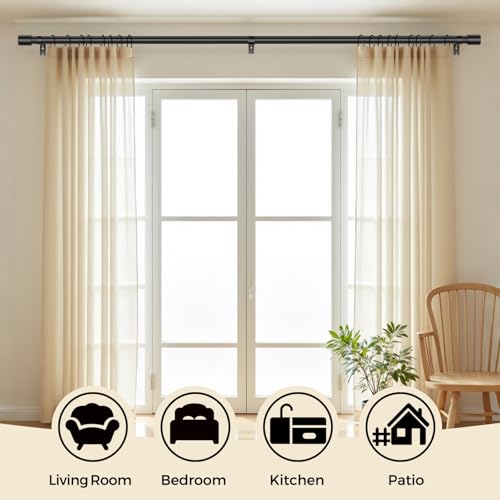 2 Pack Curtain Rods for Windows 28 to 48, 1 Inch Black Curtain Rod Adjustable, Heavy Duty Curtains Rods Modern Style for Bedroom/Living Room/Kitchen, 32"-60"