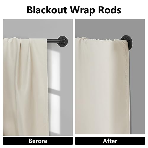 Refrze Curtain Rods for Windows 48 to 84 Inch, 1"Black Curtain Rod Industrial Wrap Around,Adjustable Heavy Duty Blackout Curtain Rods for Ceiling,Bedroom,Outdoor Patio