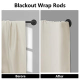 Refrze Curtain Rods for Windows 48 to 84 Inch, 1"Black Curtain Rod Industrial Wrap Around,Adjustable Heavy Duty Blackout Curtain Rods for Ceiling,Bedroom,Outdoor Patio