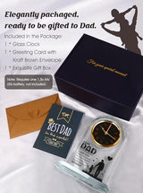Dad Glass Clock Gift from Daughter or Son, Unique Birthday, Christmas, Dad Valentines Gifts from Girl, Elegant Desk Clock with Base for Dads Who Have Everything