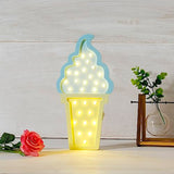 Ice Cream Valentine Romance Atmosphere Light, Party Wedding Birthday Party Decoration Kids' Room Battery Operated LED Night Lights (Blue and Yellow)