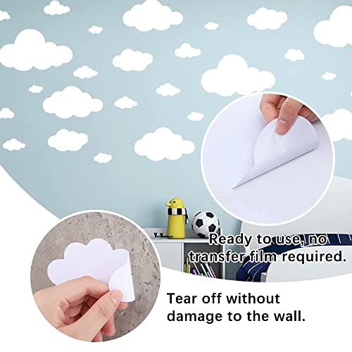 31pcs Big Clouds Vinyl Wall Decals DIY Wall Sticker Removable Wall Art Decor 4-10 inch for Living Room Nursery Kids Room(White)