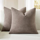 MIULEE Brown Chenille Couch Throw Pillow Covers, 18x18