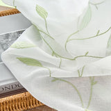 Lazzzy Sheer Curtains Embroidered Floral Leaf Voile Drapes for Bedroom Living Room Back Tabs Window Treatments 2 Panels 84 Inches Green on White