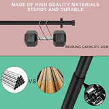 Matte Black Curtain Rods for Windows 48 to 86 Inch, 1-Inch Adjustable Drapery Rods with Aluminum End Cap and Brackets for Room Divider, Bedroom, Living room, Kitchen, Bathroom Etc