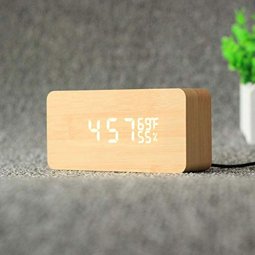 Luminous Alarm Clock Student Children's Bedroom Wooden Bedside Silent Simple Fashion Lazy(E)