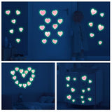 42 pcs Pink Heart Shape Wall Stickers for Girls Bedroom，Glow in The Dark Kids Room Decor, Baby Nursery Ceiling Decals Wallpaper Vinyl Murals