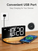 Cadmos Digital Alarm Clock - Extra Loud for Heavy Sleepers Adults Teens Kids, Rainbow Bedside Clock for Bedrooms, Large Display, 7 Color Night Light, Weekday & Weekend, 12/24h (Black+Dynamic)