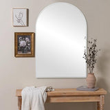 Arched White Bathroom Mirror,24 x 36 Inch Arch Wall Mirror with Wood Frame,Vanity Modern Tempered Glass Mirror for Bedroom,Entryway,Living Room