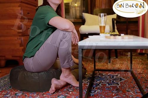 bonballoon Egyptian Ottoman Pouf Brown Pouffe Poufs Footstool Moroccan Morocan Handmade Genuine Leather Unstuffed Living Room Otoman Turkish Ottomans Poof Decor Floor Cushion Foot Stool Arabic Style