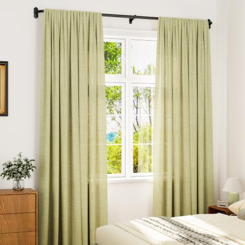 YaFex Curtain Rod 32-86 Inch, 1 Inch Heavy Duty Black Curtain Rods for Windows, Adjustable Window Treatment Rods, Wrap Around Ceiling Outdoor Curtain Rod for Bedroom