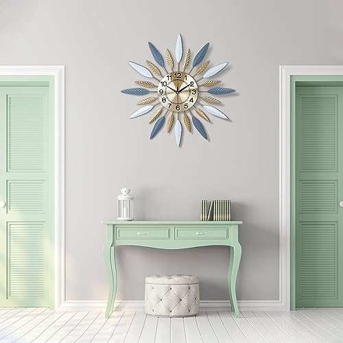Lafocuse 23 Inch Silent Large Wall Clock for Living Room Décor, Decorative Mid Century Wall Clock, Sunburst Starburst Wall Clocks Battery Operated, Modern Art Deco