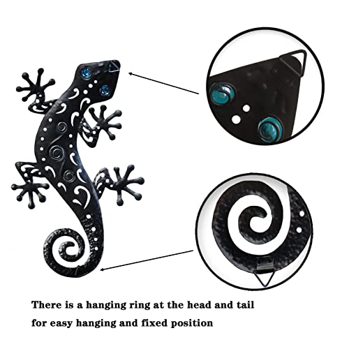 Metal Lizards Outdoor Decor Metal Gecko Wall Decoration Geico Lizard 13.5 * 8.5 Inch 3 Pack Set Suitable for Hanging in Yard Or Fence