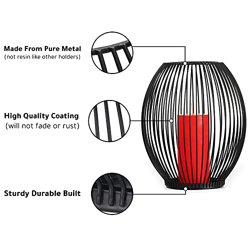 Outdoor Candle Holder Decor Set - Black Candle Holder - Candles Holders for Table Centerpiece - Hurricane Candles Holder for Pillar Candles Cage Candle Holders Black Wire Decorative