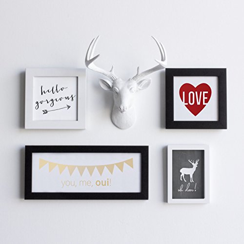 Wallcharmers White Deer Head Wall Decor, Handmade Faux Deer Head, Made of Eco-Friendly Resin Great for Farmhouse Decor, White