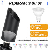 2 Pack Up Lights Indoor Floor Can Light, 6W 3000K GU10 LED Spotlights, Indoor Uplights for Home Accent, Plant, Artwork, 5.9FT Plug Cord & Foot Switch, Black