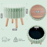 Wimarsbon Round Storage Ottoman,Footstool with Padded Seat and Wood Legs