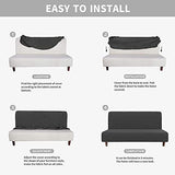 YOPOIY Rich Textured Futon Cover Fitted Non-Slip Futon Slipcover Premium Polyester with Small Checked Armless Sofa Cover with Elastic Bottom -blue-3-160-190cm