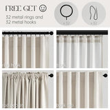 Topfinel Cream Linen Blackout Curtains 84 Inch Long for Bedroom Living Room, Ivory Pinch Pleat Back Tab Full Blackout Drapes Farmhouse Boho Curtains for Window, White Neutral Curtains 52" X 84" 7 FT