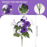 Artificial Flowers for Outdoors, Faux Petunias Spring Summer Decoration, Fake Flowers Plants UV Resistant Look Real Silk Flowers for Outside Planter Front Door Porch Patio Yard (6, Purple-White)