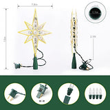 Brizled Christmas Tree Topper, 11" Warm White Double-Sided Bethlehem Star Tree Topper, Plugin Polaris Xmas Treetop with 10 Lights, UL Certified Lighted Tree Top for Christmas Tree Home Holidays Decor
