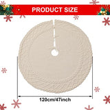NIBESSER White Knit Tree Skirt 48" - Ivory Knitted Christmas Tree Skirt Mat for Home Party Holiday Ornaments Christmas Decorations