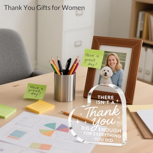 Thank You Gifts for Women Men, Thank You Plaque for Teacher, Nurse, Coworkers, Volunteer, Boss, Employee, Teacher Appreciation Gifts, Nurse Gifts, Employee Appreciation Gifts, Acrylic Heart Plaque
