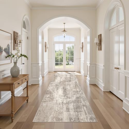 3x8 Washable Runner Rug for Hallway Abstract Soft Carpet Runner