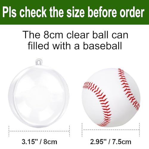 40PCS 80mm/3.14inch Large Clear Ball Ornaments, 20Set Clear Plastic Fillable Christmas Balls Shatterproof Ornament Bauble for DIY Crafts Wedding Party Decor Holiday Home Decor