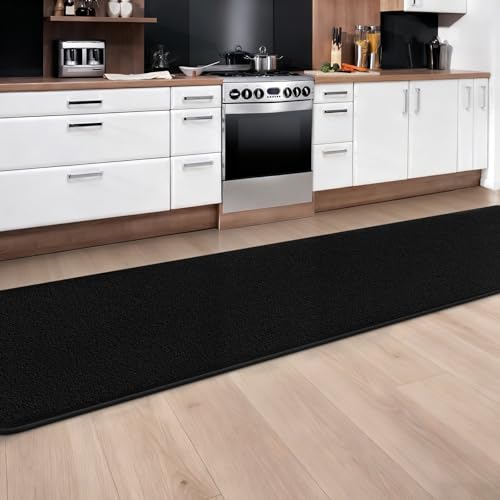Runner Rug for Hallway, 2x10 Black Washable Non Slip Runner Rug