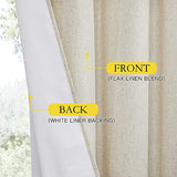 NICETOWN Natural 100% Blackout Linen Curtains 84 inch Long Burg for Living Room, 2 Panels, 52" Wide, Farmhouse Thick Completely Blackout Window Treatment Thermal Insulated Warm Drapes for Winter