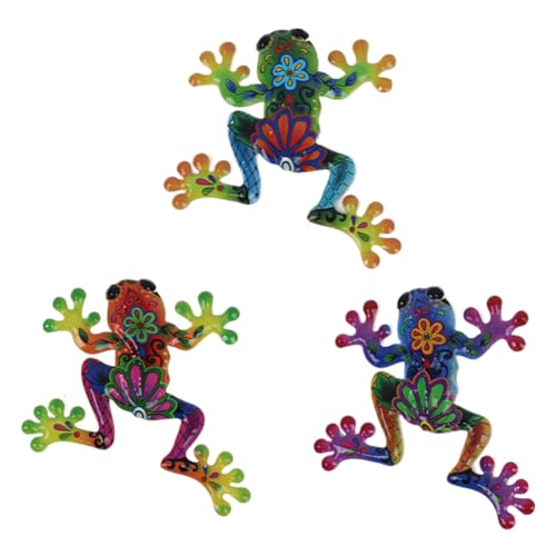 3 Pcs Metal Frog Decor Outdoor Wall Art Mexican Metal Frog Hanging Wall Sculpture Outside Garden Fence Patio Home Yard Art Decoration Gifts for Adults