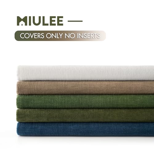 MIULEE Light Brown Couch Pillow Covers 18x18 Inch, Set of 2 Chenille Decorative Square Throw Pillow Covers Farmhouse for Sofa Living Room Bed