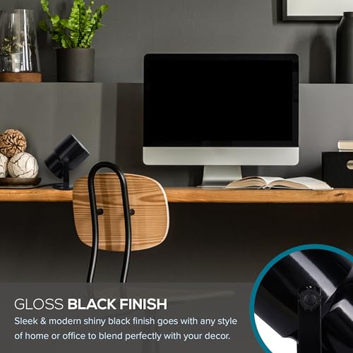Catalina Lighting Multipurpose Spotlight Accent Lamp, Desk or Wall Mount Lamp for Office, Living Room, Dorm or Bedroom, Smart Home Compatible, Bulb Not Included, 7.5", Metallic Black