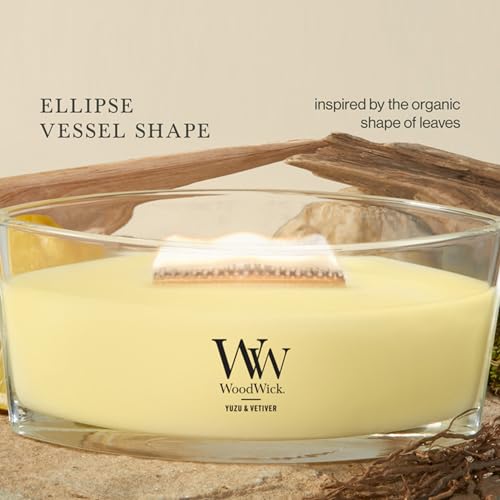 WoodWick Yuzu & Vetiver Scented Candle, Crackling Wick, 16oz