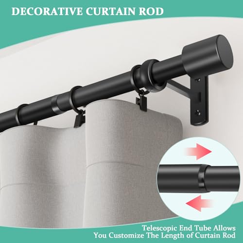 Curtain Rods for Windows 120 to 170 Inches Long, Adjustable 1 Inch Black Curtain Rod for Outdoor Indoor, Modern Heavy Duty Drapery Rod, Ceiling Mount 14ft Room Divider, All Metal, Easy Install