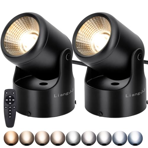 Uplights Indoor, 2 Pack 12W Uplighting with Timer and Remote, Stepless Adjustable Color Temperature and Dimmable Floor Can Light, 6000K Accent LED Spot Lights for Plant, Artwork, Corner, Wall
