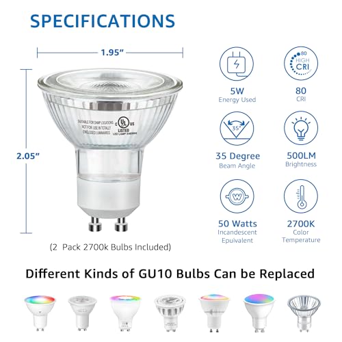 SUNVIE 2 Pack Uplighting Indoor Floor Can Light, 5W Up Lights with 2700K LED GU10 Bulbs, Uplights Floor Spot Lights Indoor for Home Accent Lighting, 5.9 FT Plug Cord & Foot Switch