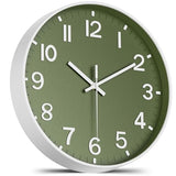 Silent Wall Clock Non-Ticking Battery Operated – Modern Olive Green Analog Wall Clock for Living Room, Kitchen, Office, Bedroom – Stylish Home Wall Decor Clock, 8 Inch