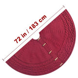 72-Inch Cable Sweater Knit Christmas Tree Skirt with Wooden Toggles, Burgundy
