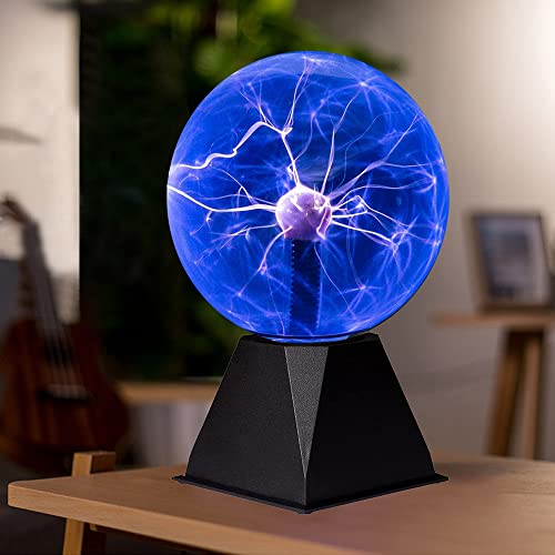 7 Inch Blue Plasma Ball, Plasma Lamp/Light, Plasma Electric Nebula Lightening Ball, Touch & Sound Sensitive, for Parties, Home, Decorations, Gift for Holiday and Birthday, Novelty